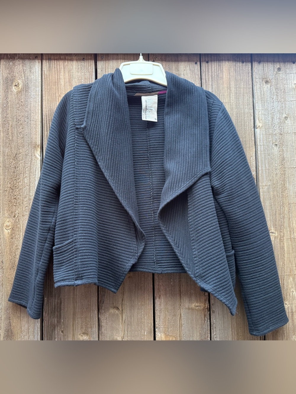 Anthropologie Charcoal Ribbed Open-Front Women's Cardigan